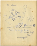 H.A. Rey Signed Drawing of Curious George, Drawn Inside ''Curious George Takes a Job''